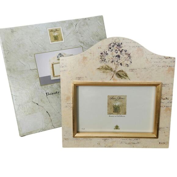 NEW Cheri Blum Gold Hydrangea Photo Frame Floral Garden Fetco - Picture 1 of 9